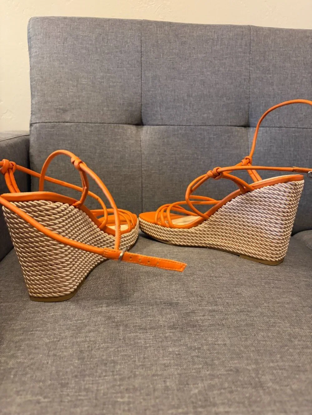 Marc Fisher Orange Espadrille Wedge Sandals